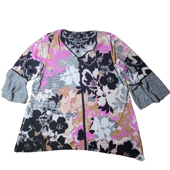 JM Collection Tops - JM Collection Women's Mixed Print 3/4 Sleeve Top. 3X